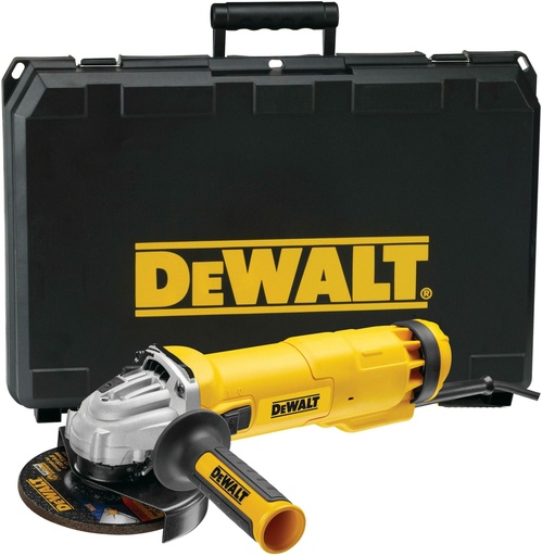 [DWE4237K-QS] 1400W Haakse slijper 125mm met schuifschakelaar en herstartbeveiliging in koffer