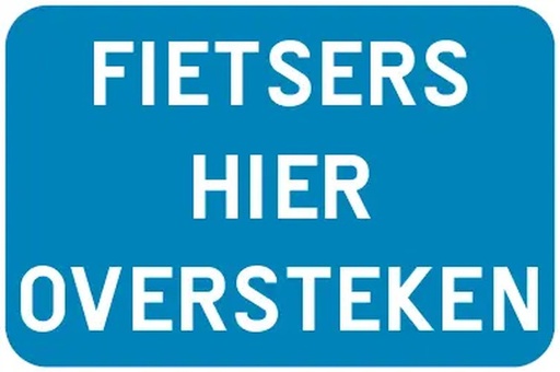 [FIETSER] Verkeersbord T2 "fietsers oversteken" SB250 600/400 blauw