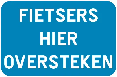 [FIETSER] Verkeersbord T2 "fietsers oversteken" SB250 600/400 blauw
