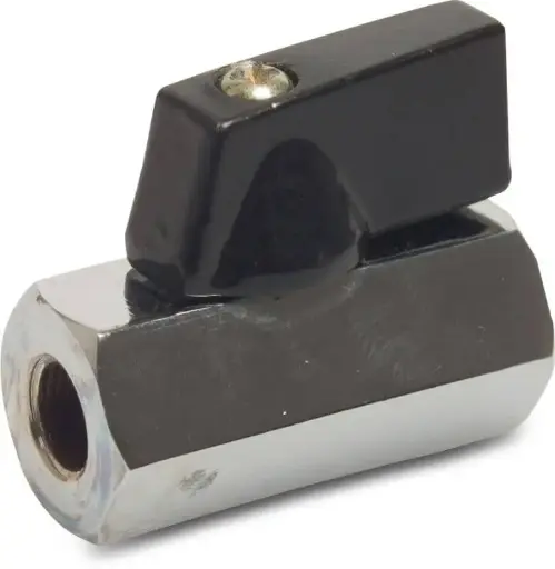 [KOG14FFRD] Alpex minikogelkraan T400 2xBI 1/4” (Z1) 15 bar verchroomd rood 
