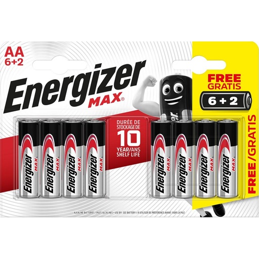[MAXAABL8P] Energizer batterijen AA 6+2st promo