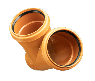 [PPTBS2504SN8] PP T-piece sewer dia 250mm 45° 2xMsp red brown benor SN8