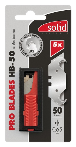 [SOLHB50] PRO Hook blades HB-50, per 5 pieces - 50 mm x 0.65 mm asphalt blade