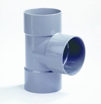 [T758] PVC T-stuk dia 75 87° 3xM grijs 