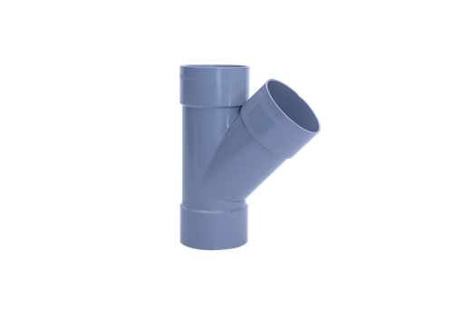 [T904] PVC T-stuk dia 90 45° 3xM grijs 