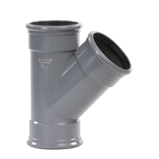 [TB2004] PVC T-piece dia 200 45° 3xM gray benor SN4