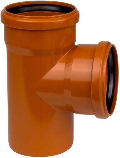 [TBS1608RB] PVC T-stuk dia 160 87° 2xMSp roodbruin benor SN4