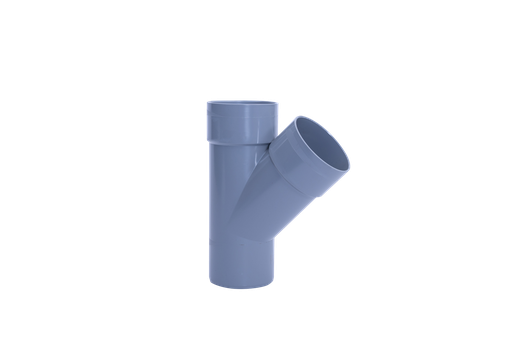 [TS504] Pièce en T en PVC dia 50 45° 2xMSp gris