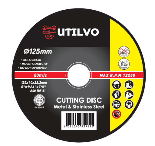[UT70693] Cutting disc dia 125x1 mm metal+inox disc blade UTILVO