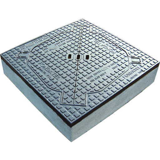[BIMATIC1] Cast iron roadway cover BIMATIC1 D400 - VK with 2 triangular cover VO=700mm H=200mm BENOR