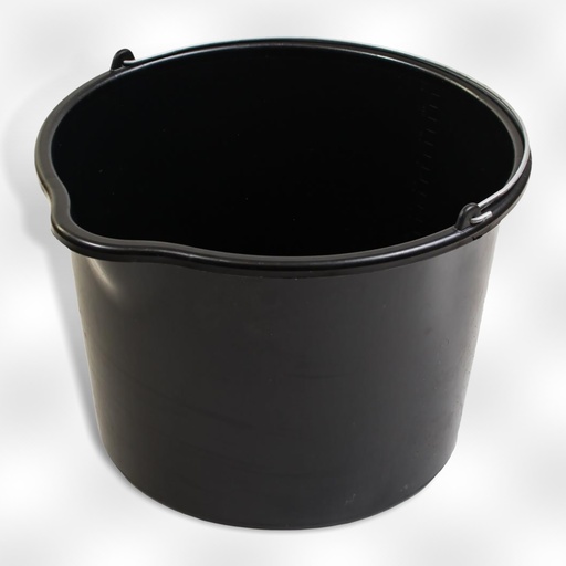 [ESEM12] Emmer 12l zwart PE rond m/tuit dia 32x23cm