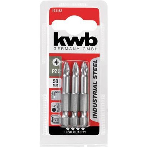 [KWB121152] 3 Schroefbits 50mm Pz2 kaart  