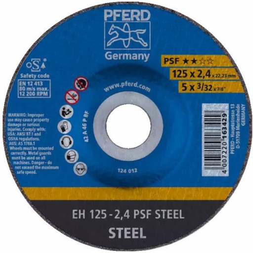 [DSS125S] Disque à tronçonner dia 125-2,4 PSF STEEL PFERD