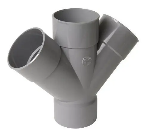 [T10040KRUIS] PVC T-stuk kruis dia 100 45° 2 x M grijs