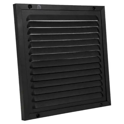 [RENSON437-20X20-ZWART] Renson 437 Grille alu noire Ral 9005 avec filet 20x20