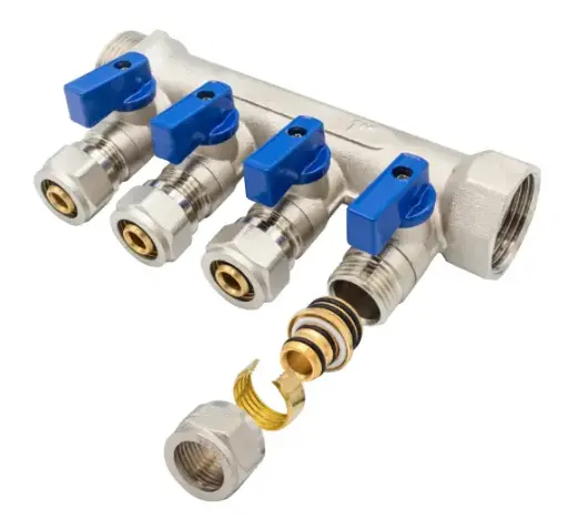 [VERDBKMV1-4x16B] Verdeler met bolkraan 1" 4x16 blauw