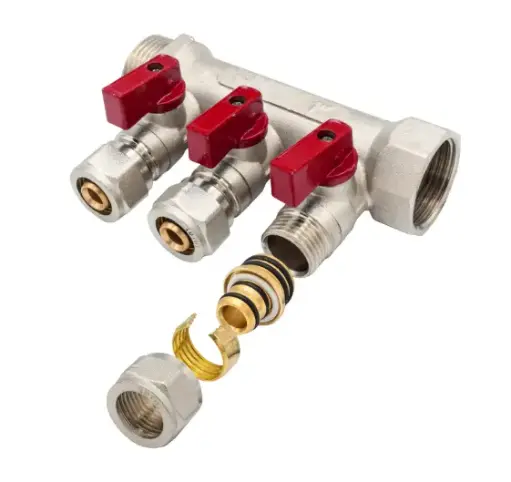 [VERDBKMV1-3x16R] Verdeler met bolkraan 1" 3x16 rood