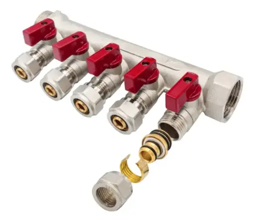 [VERDBKMV1-5x16R] Distributeur avec robinet à soupape 1" 5x16 rouge