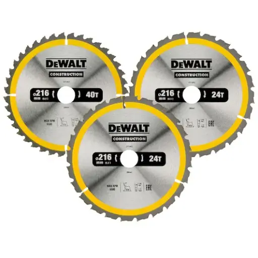 [DT1962-QZ] Construction circular saw blade set 216mm 3-piece (2X 24T 1X 40T)