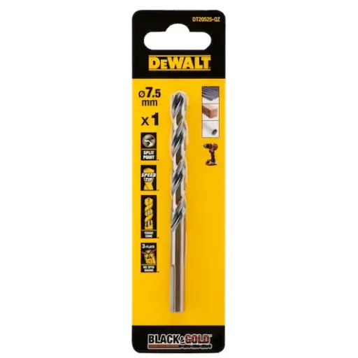 [DT20525-QZ] Black & Gold metal drill bit 7.5mm