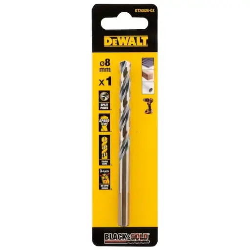[DT20526-QZ] Black & Gold metal drill bit 8mm