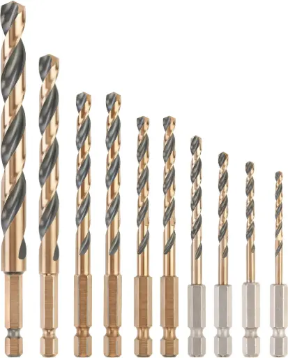[DT20620-QZ] 10-piece metal drill bits Black & Gold HEX in TOUGH CASE