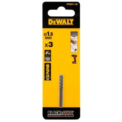 [DT20511-QZ] Black & Gold metal drill bit 1.5mm (3pcs)
