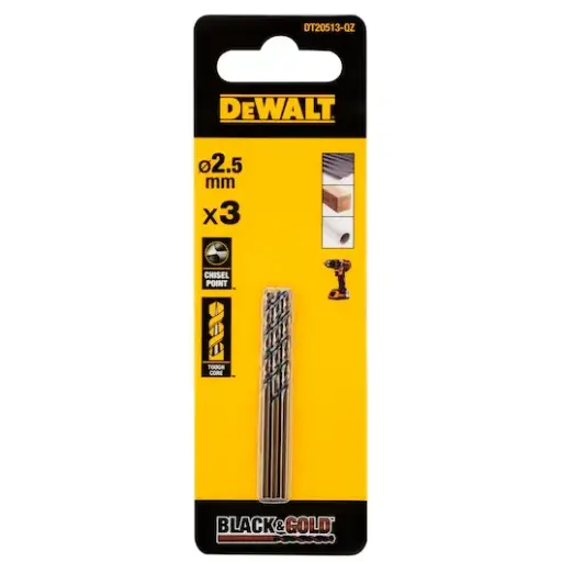 [DT20513-QZ] Black & Gold metal drill bit 2.5mm (3pcs)