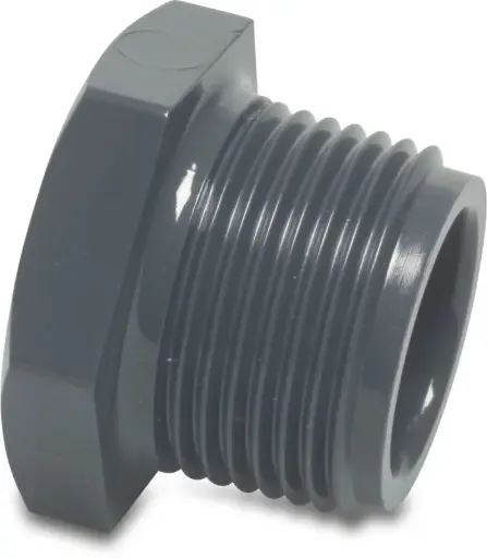 [STOP1"PVC] Plug PVC-U 1" external thread 10bar gray S1