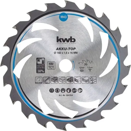 [KWB584354] KWB Dun zagend cirkelzaagblad, met hardmetaal versterkt, ø 160 x 16 mm 43 M