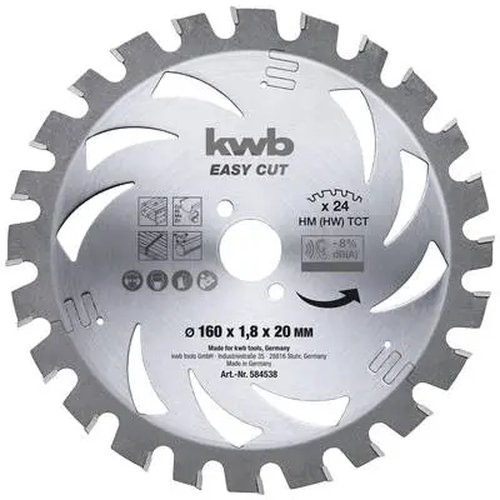 [KWB584538] KWB Lame de scie circulaire à faible épaisseur, renforcée au carbure, ø 160 x 20 mm AKKU TOP