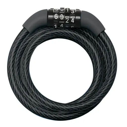 [8143EURDPRO] Combination bicycle lock (spiral) Black 1.2m x 8mm