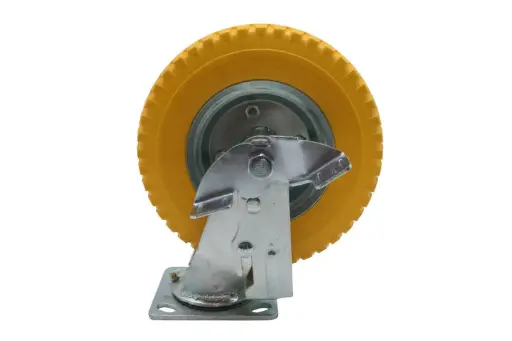 [ZWENKWIELPUBAND8INCHREM2.50-4] Roulette pivotante + pneu PU 8" + frein 2.50-4"