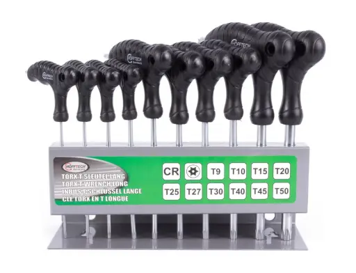 [TORX-T-SLEUTEL10DLG] Jeu de clés Torx longues 10 pcs avec support