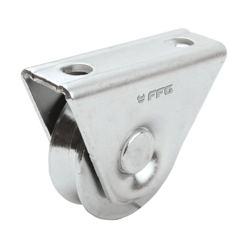 [POORTROL80B] Galet de portail avec support, rainure V, 80mm, FF Group