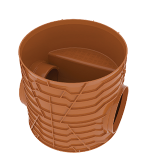 [RENO6302X315] PP pit dia 630 2x315 bottom 180° red brown renoflow